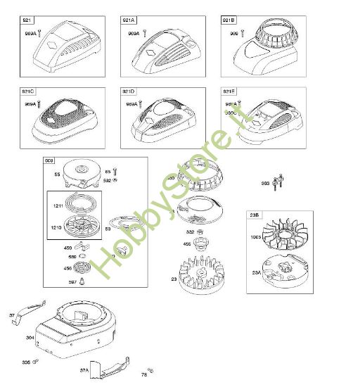 B - Alloggiamento/ripari ventola, volano, dispositivo di avviamento a riavvolgimento B&S - 10 €¦ 10T502-1111-B1 brand Stihl